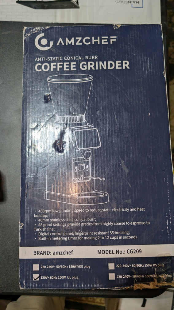 AMZCHEF Anti-Static Conical Burr Coffee Grinder