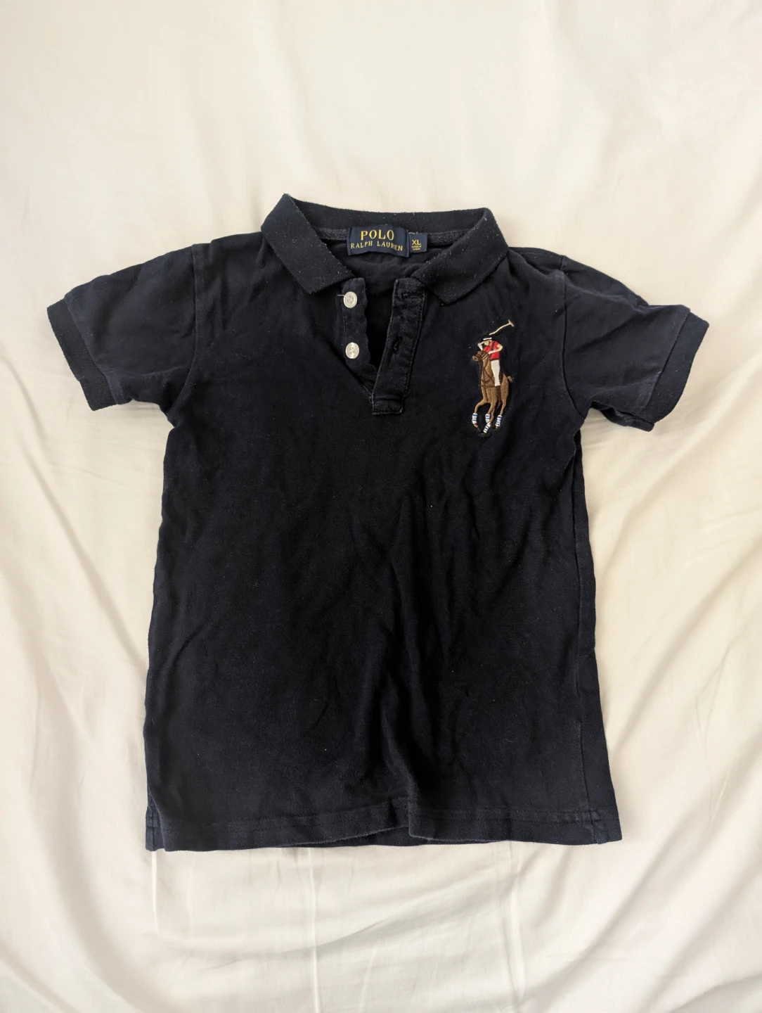 Polo Ralph Lauren Kids Polo Shirt Big Pony Black 12" ptp