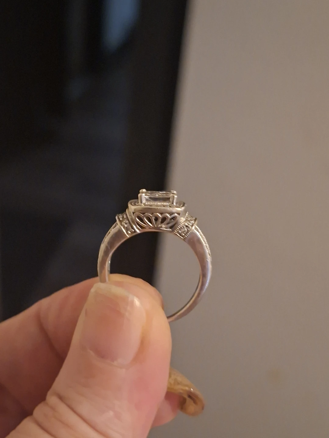 14k white gold princess cut diamond engagement ring - photo 3