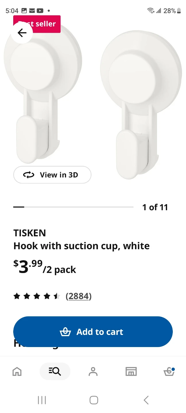 IKEA TISKEN Hooks with Suction Cups - White (Set of 6) - photo 5