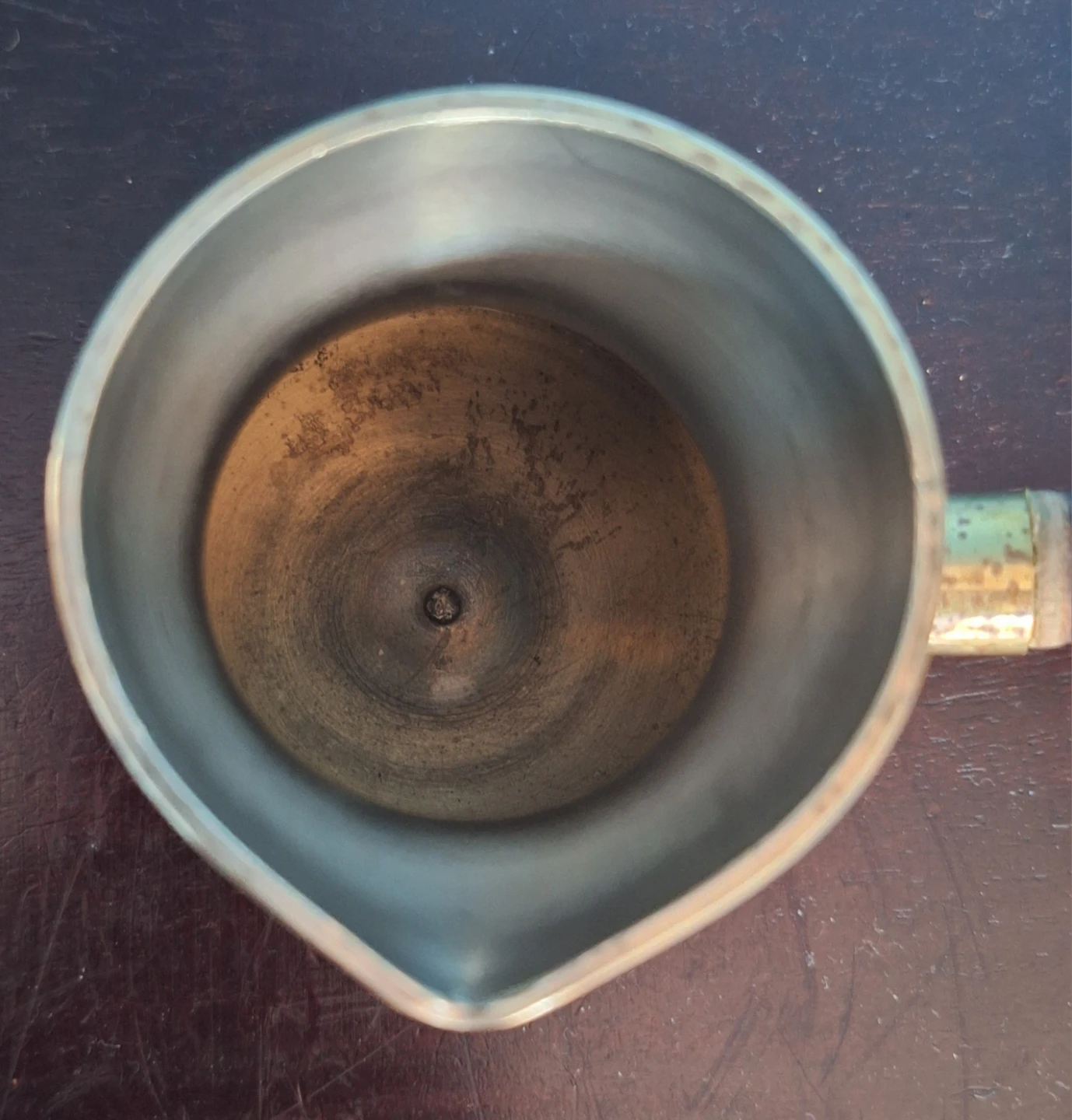 Vintage Brass Turkish Coffee Pot with Wooden Handle - photo 4