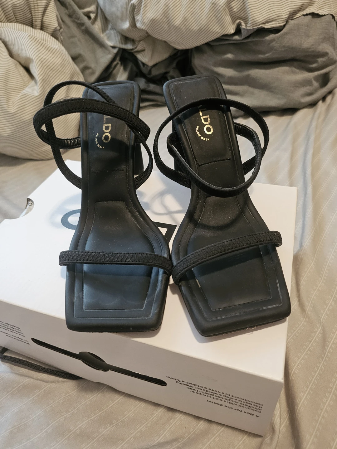 Aldo Okurra Black Strappy Heeled Sandals Size 6