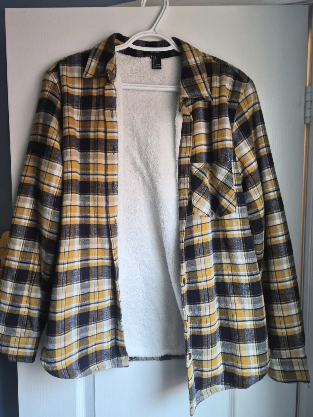 Forever 21 Plaid Sherpa Lined Flannel Shirt