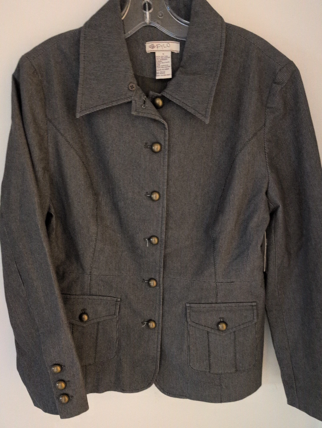 FYLO Women's Grey Pinstripe Blazer Size 8 - photo 4