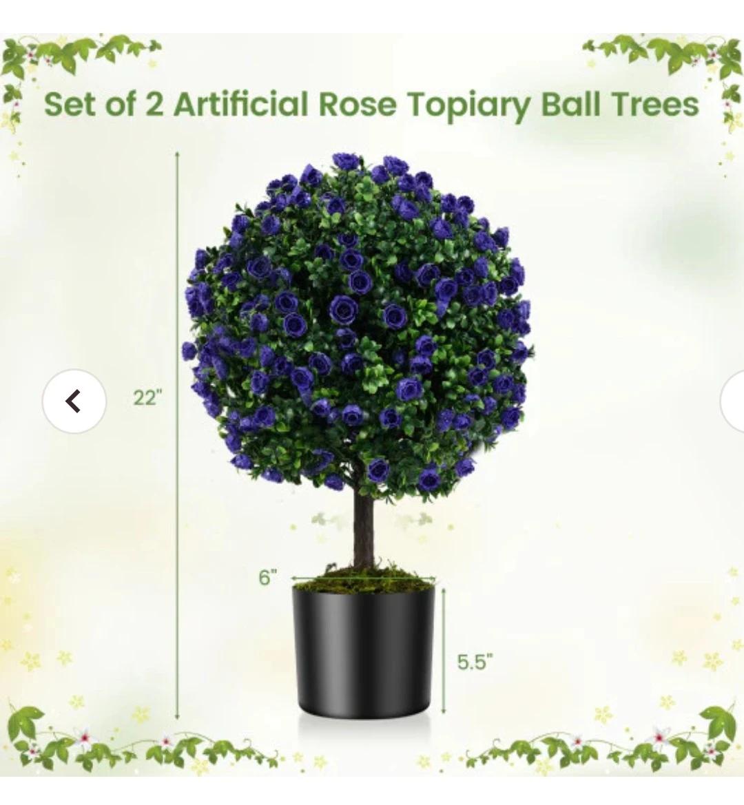 Set of 2 Artificial Purple Rose Topiary Ball Trees - photo 4