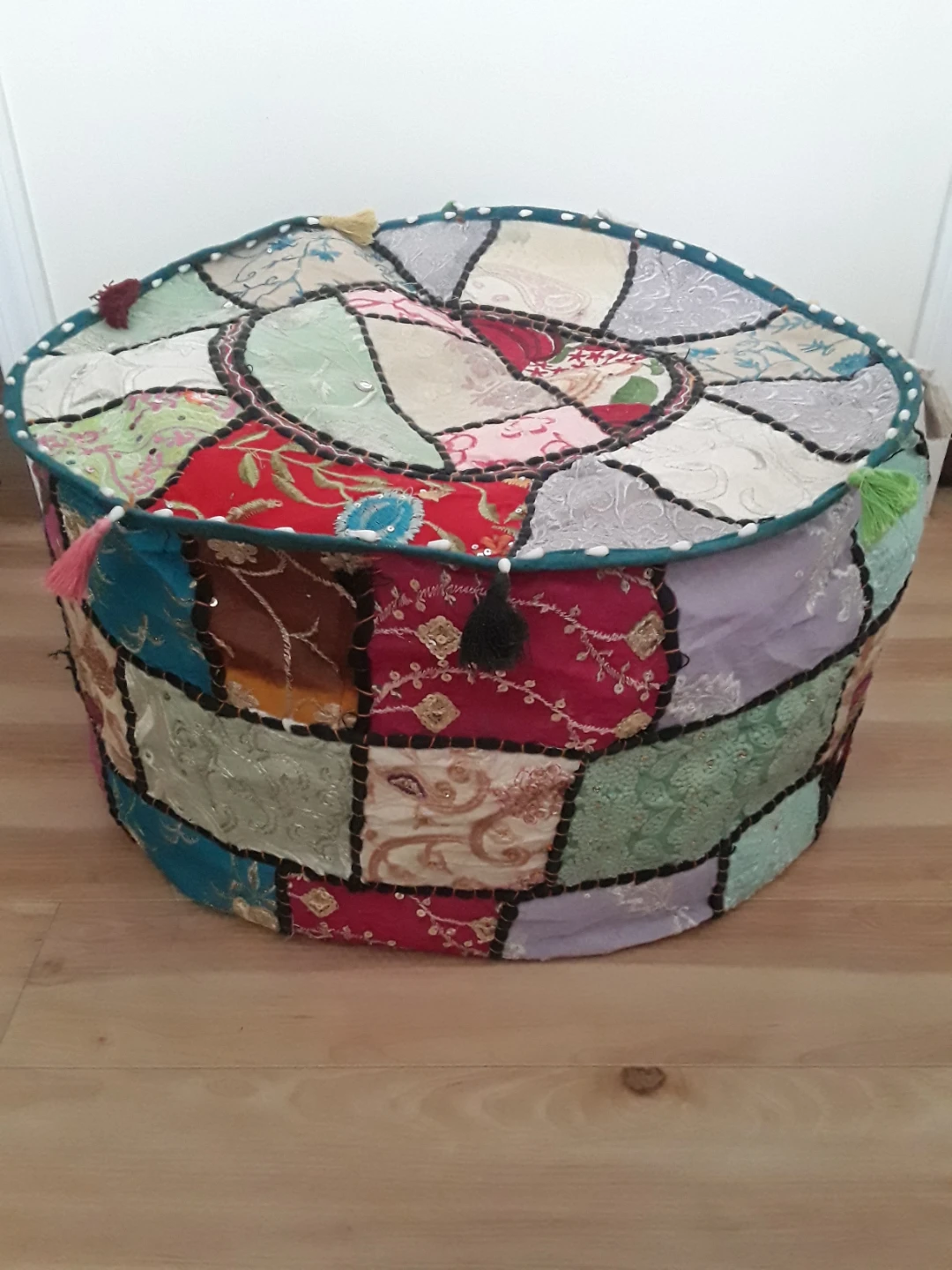 NEW BOHO PATCHWORK POUF COVER - photo 2
