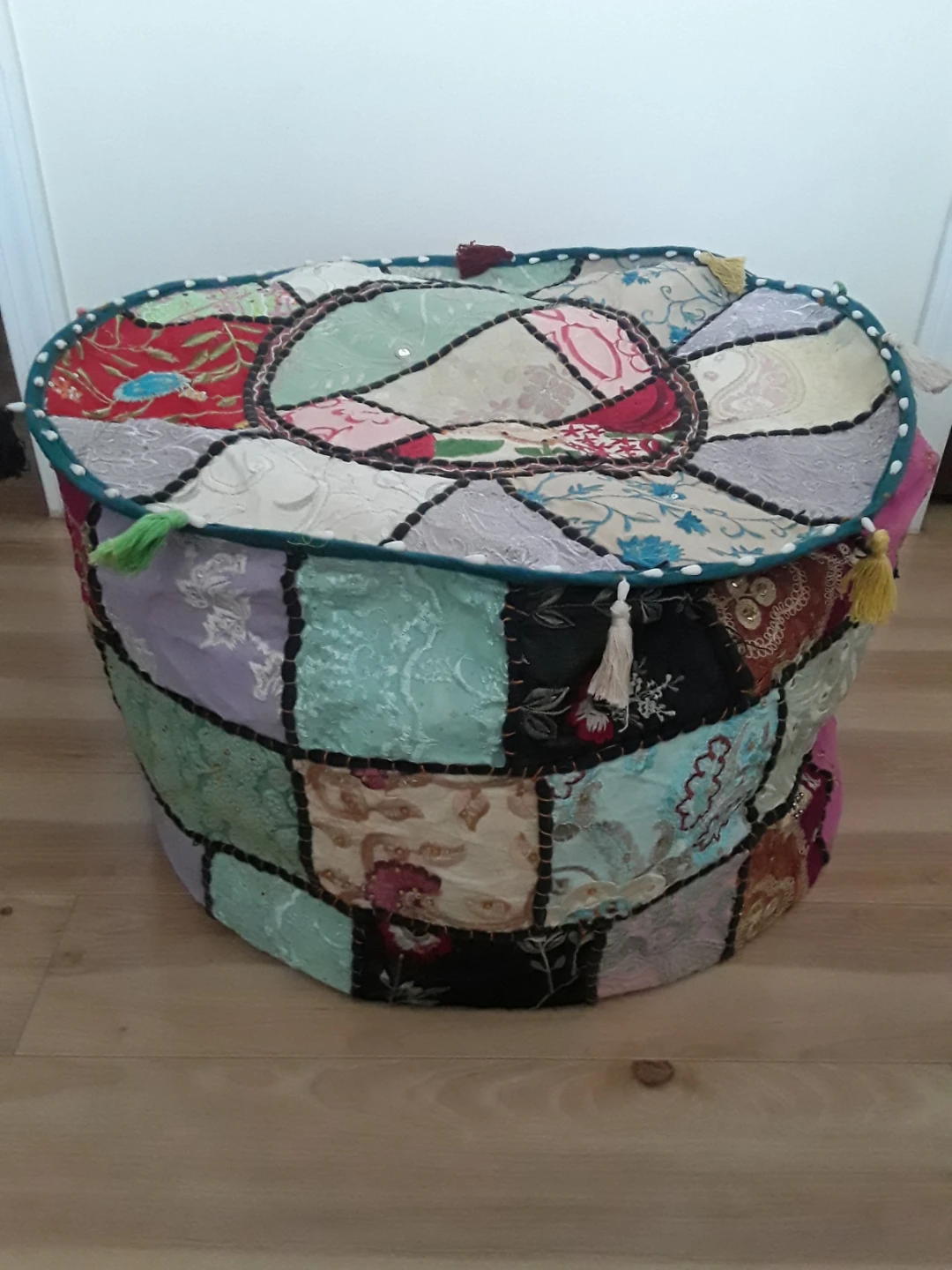NEW BOHO PATCHWORK POUF COVER - photo 3