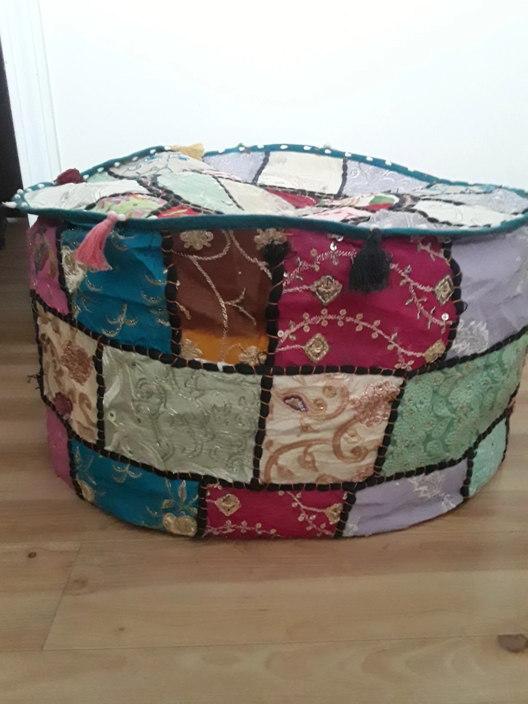 NEW BOHO PATCHWORK POUF COVER - photo 5