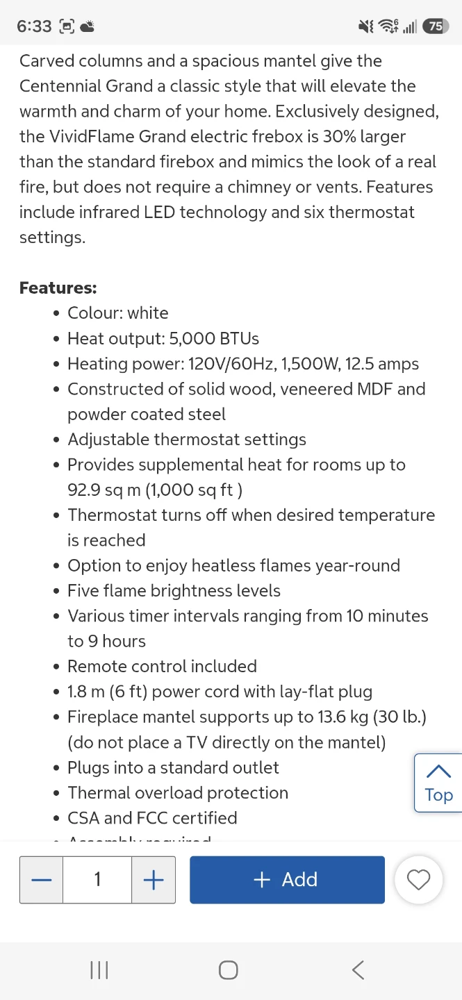 Centennial Grand Electric Firebox with Mantel