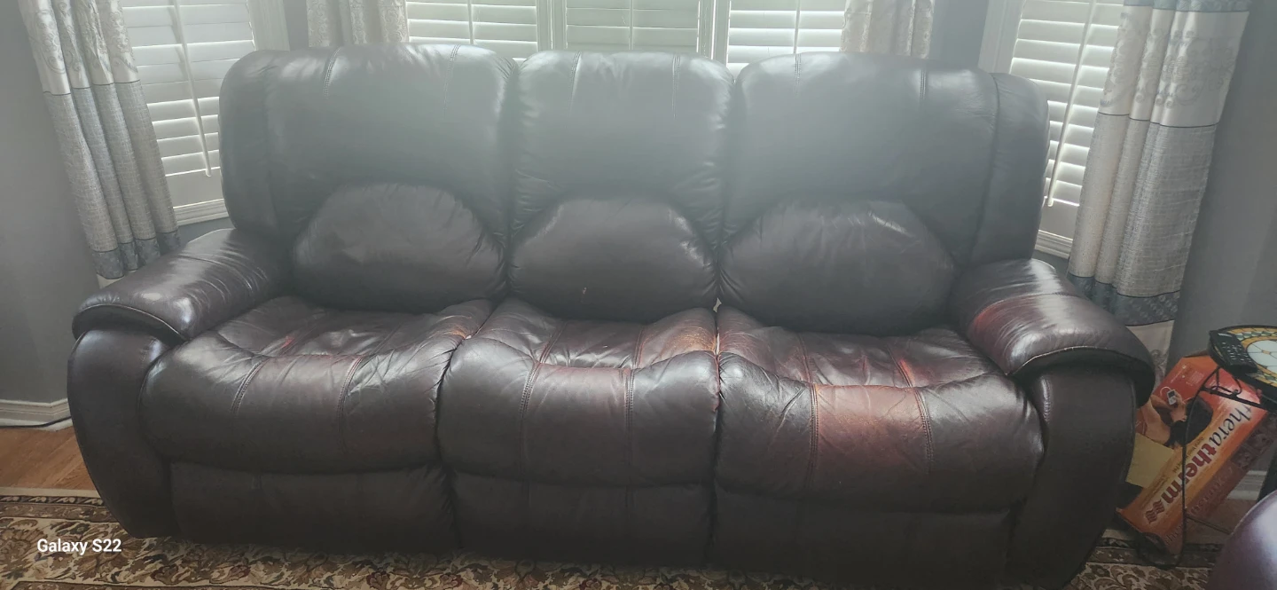 Brown Leather Reclining Sofa and Loveseat - photo 3