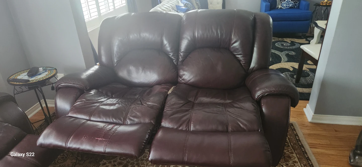Brown Leather Reclining Sofa and Loveseat - photo 4