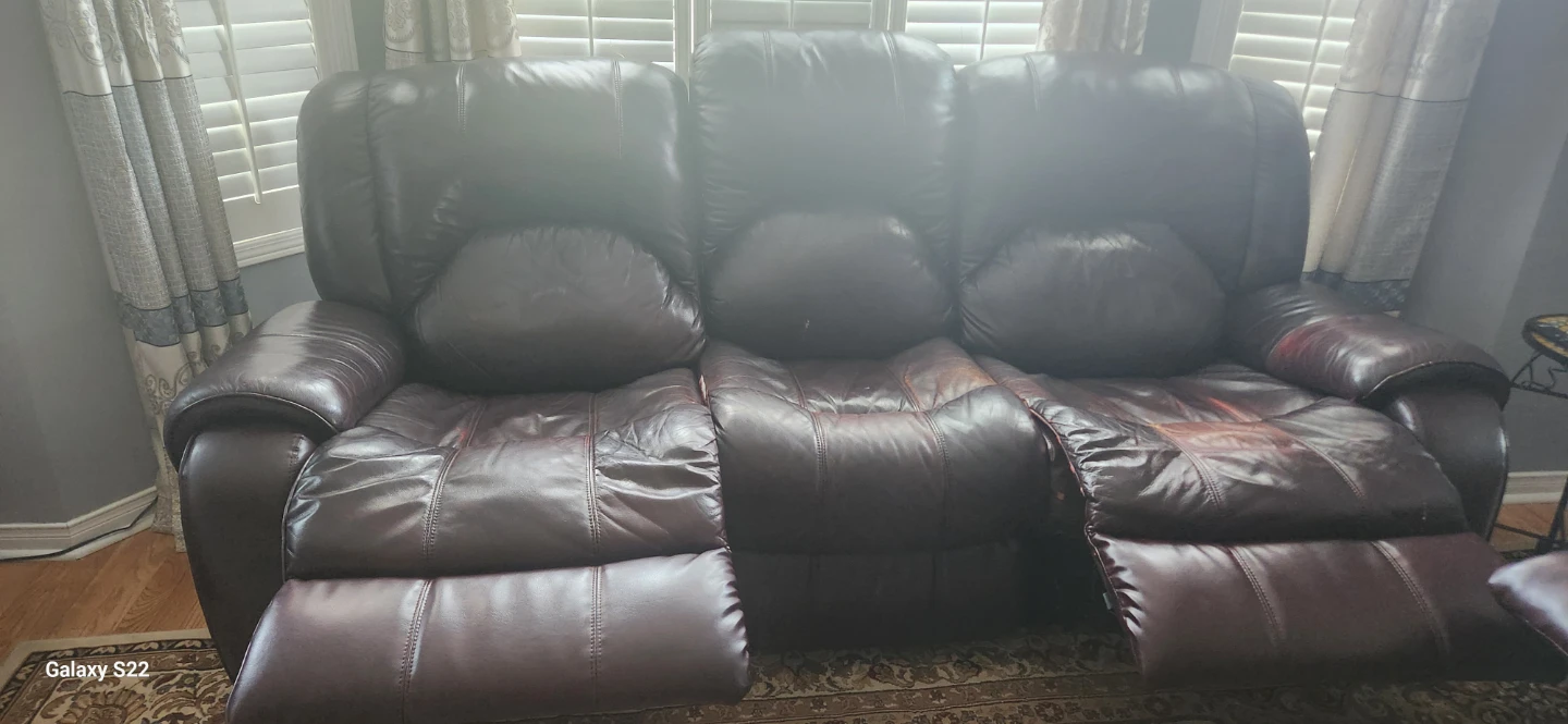 Brown Leather Reclining Sofa and Loveseat - photo 5