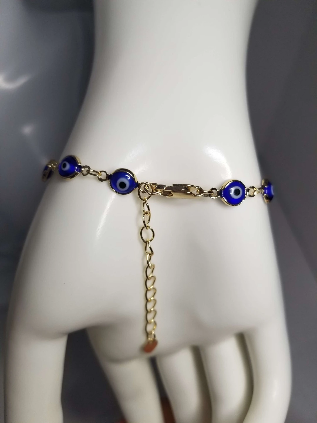 Gold laminated Tone Blue Evil Eye Moon Bracelet - photo 3