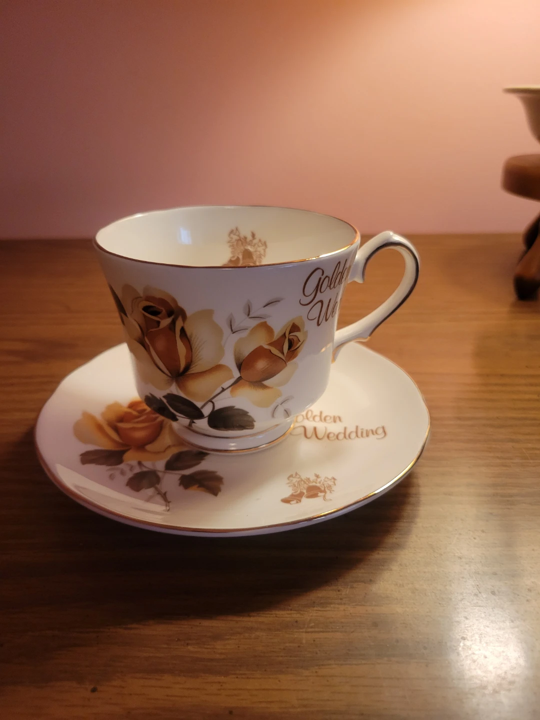 Golden Wedding Teacup and Saucer Set