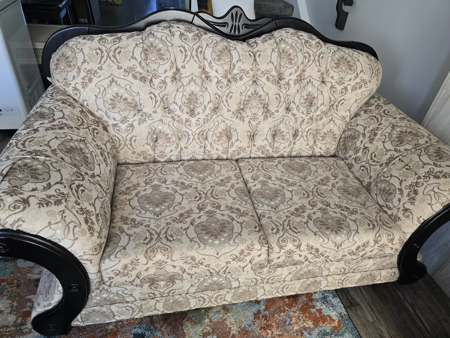 Vintage Tufted Loveseat and Armchair Set - photo 2
