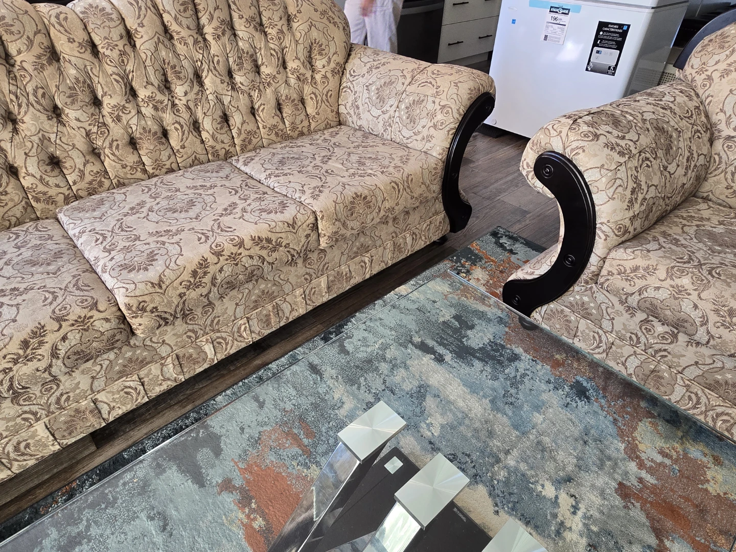 Vintage Tufted Loveseat and Armchair Set - photo 5