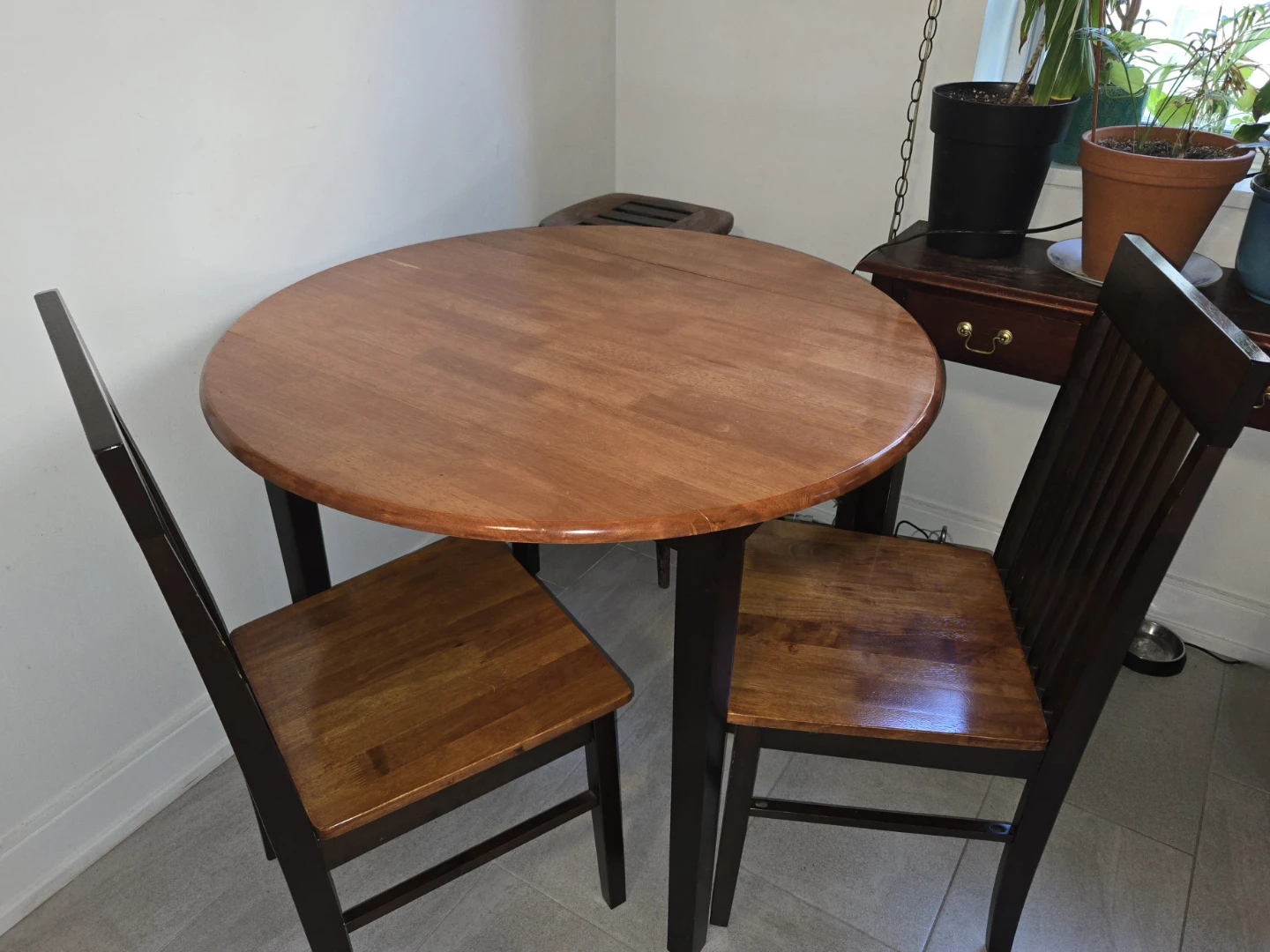 3 PC Espresso & Dirty Oak Dining Table Set