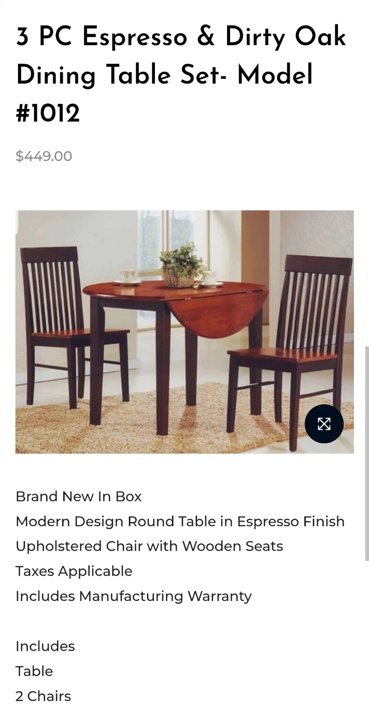 3 PC Espresso & Dirty Oak Dining Table Set - photo 2