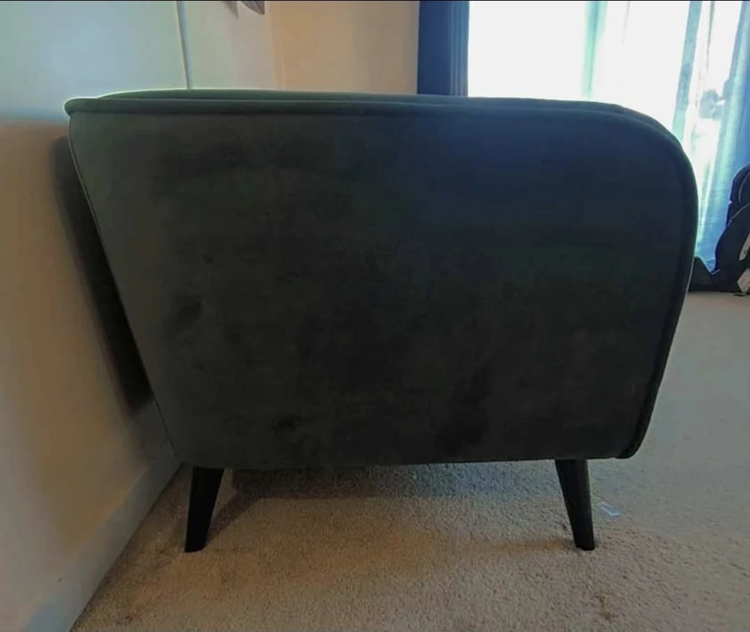 Mid-Century Modern Teal Velvet Sofa - photo 3