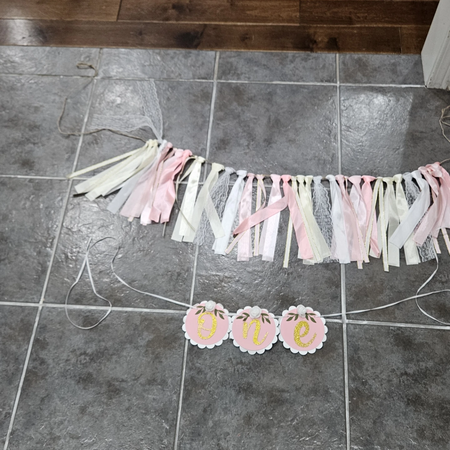Pink "one" Birthday Banner - photo 2