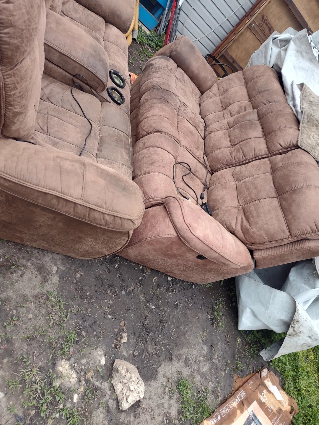 Brown Recliner Sofa with Cupholders