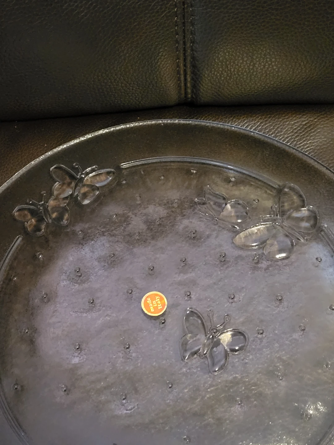 Glass Serving Platter with Butterfly Design made in Italy - photo 3