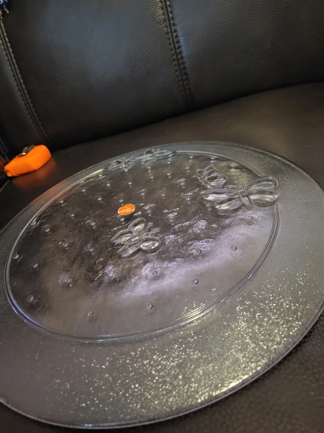 Glass Serving Platter with Butterfly Design made in Italy - photo 4