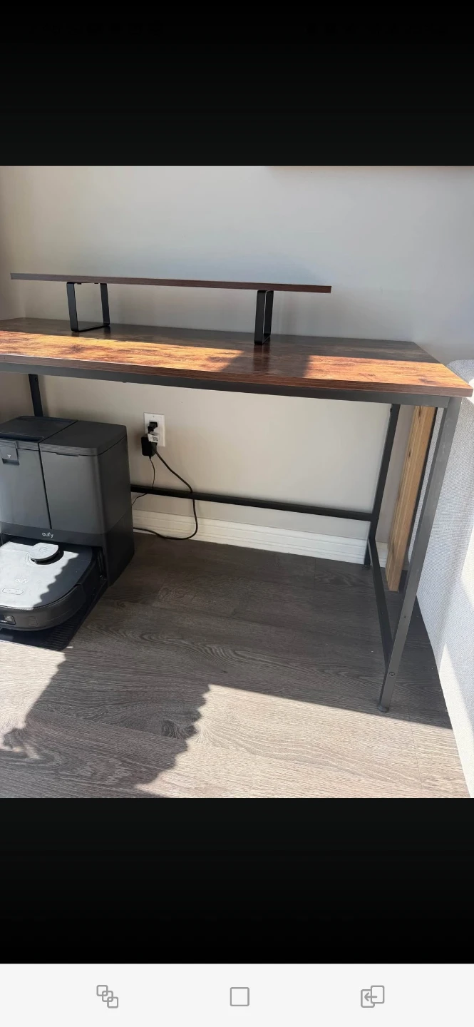 Rustic Wood Computer Desk with Monitor Stand - photo 2