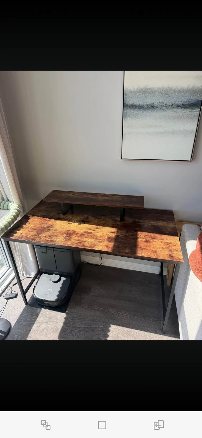 Rustic Wood Computer Desk with Monitor Stand