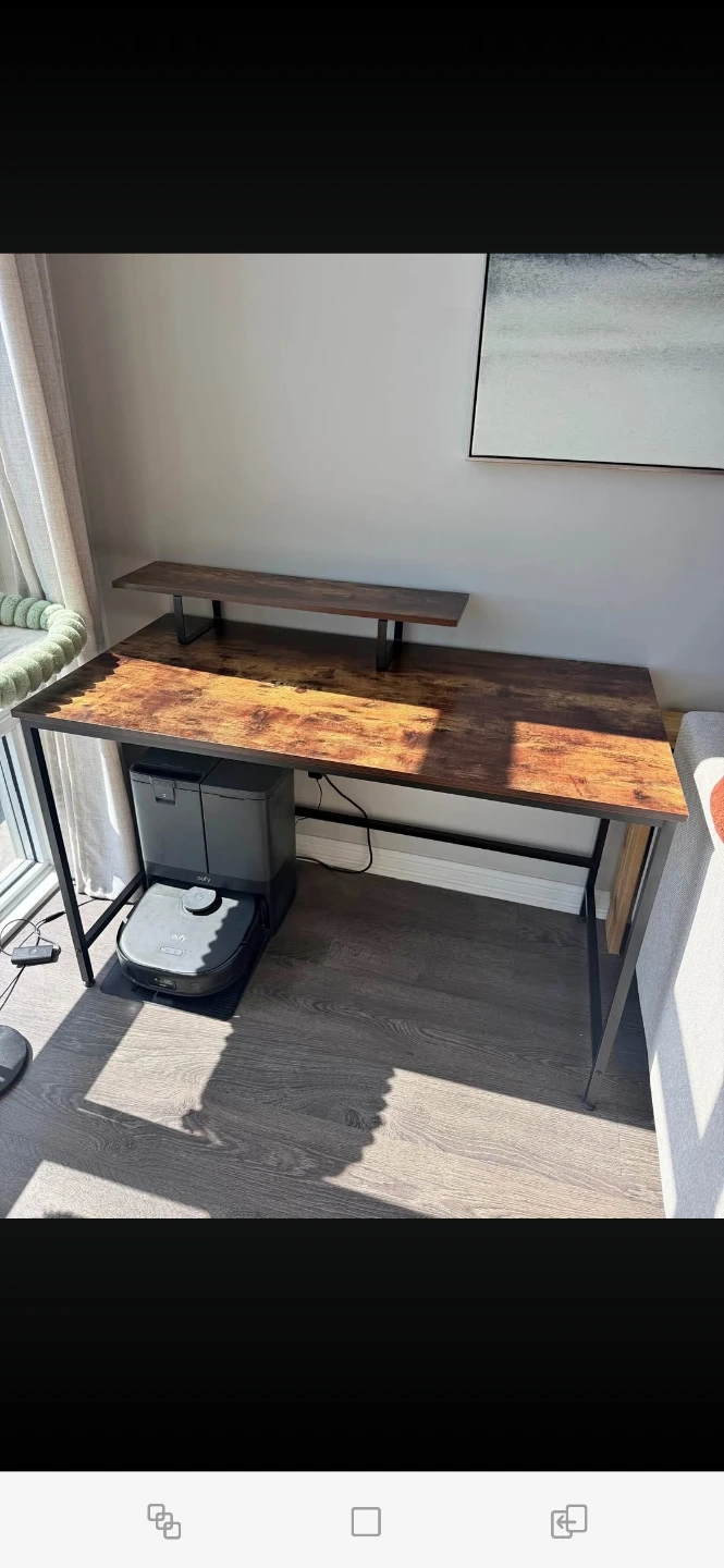 Rustic Wood Computer Desk with Monitor Stand - photo 4