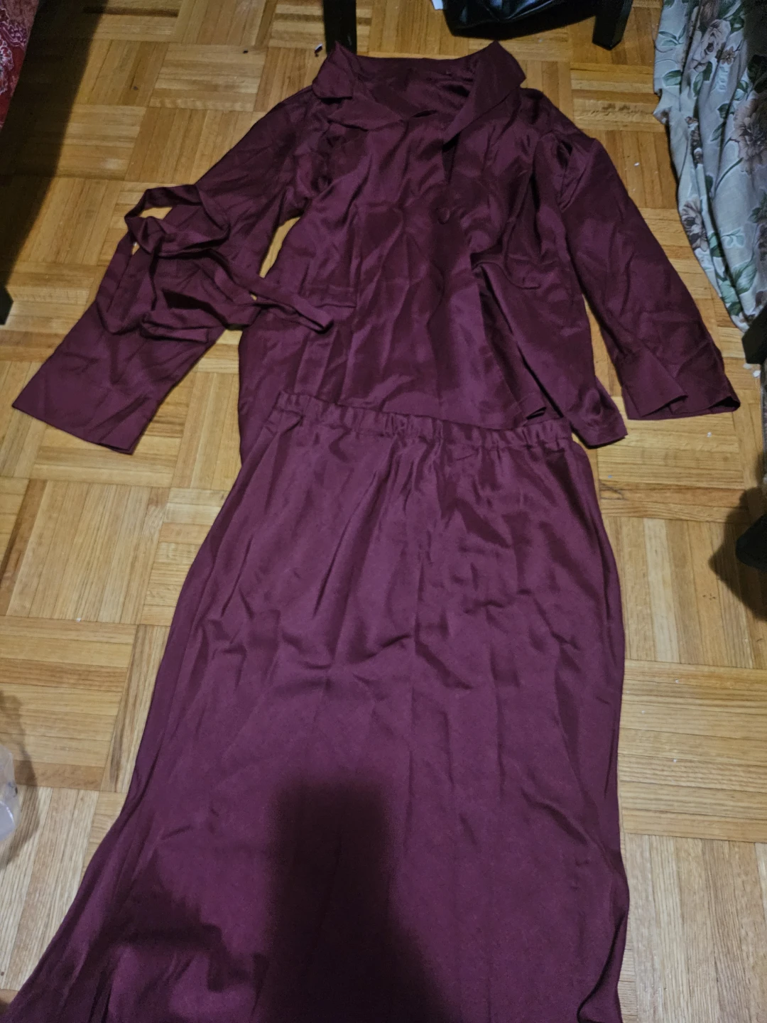 Maroon Blazer with skirt with belt