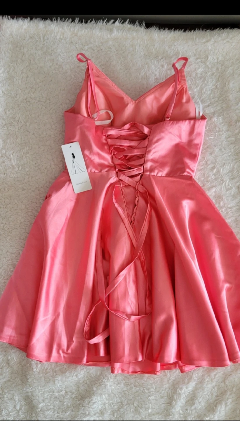 BNWT Pink Satin Corset Back Mini Dress ⚽ - photo 4