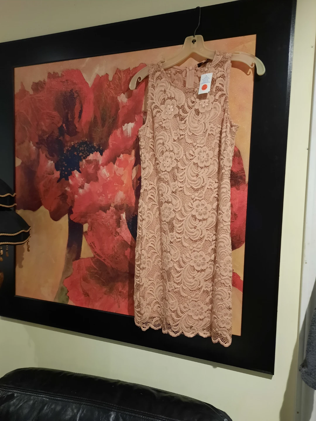 NWT Women's Junior's Lace Dress med lined blush