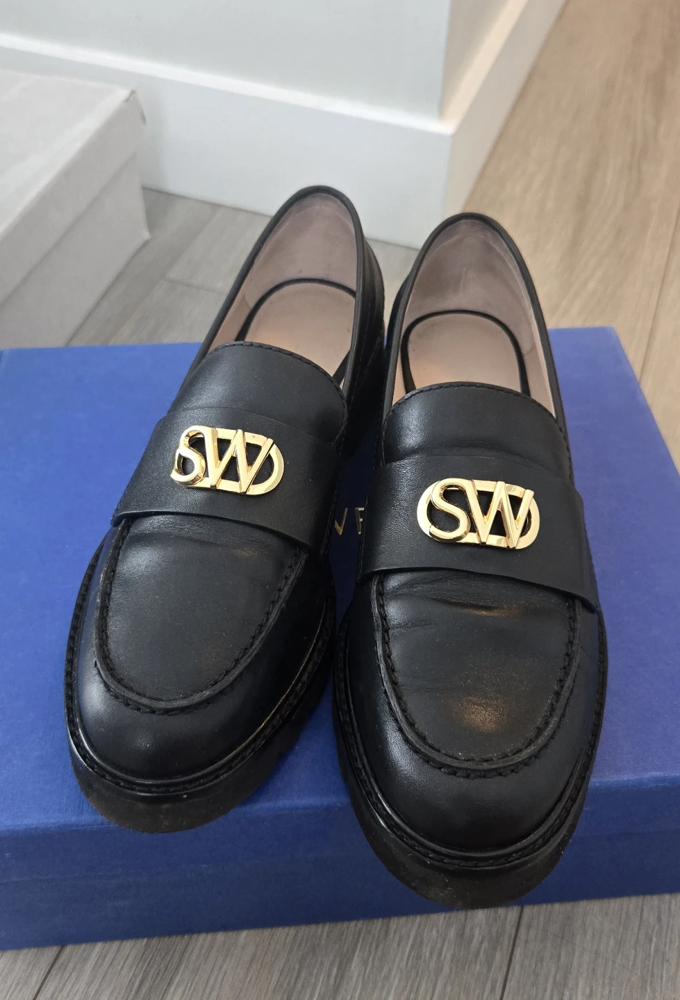 Stuart Weitzman Black Leather Loafers