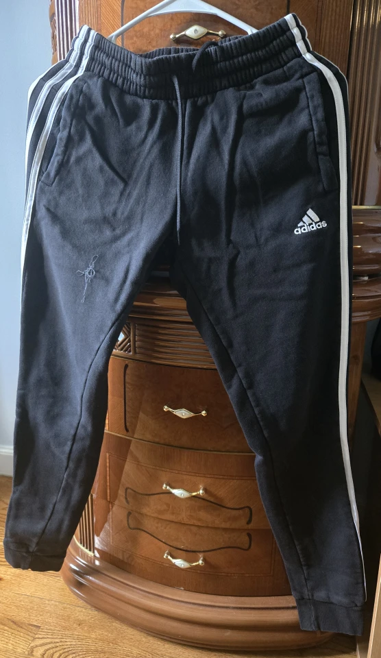 Adidas Jogger Pants Black White Stripes