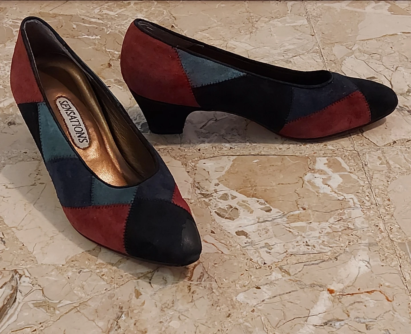 SENSATIONS Patchwork Suede Heels size 37 - photo 2