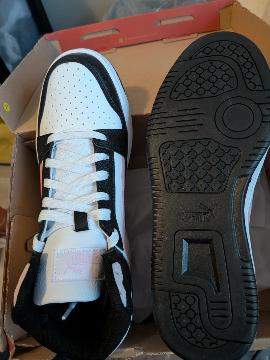 Puma High Top Sneakers - White, Black & Pink