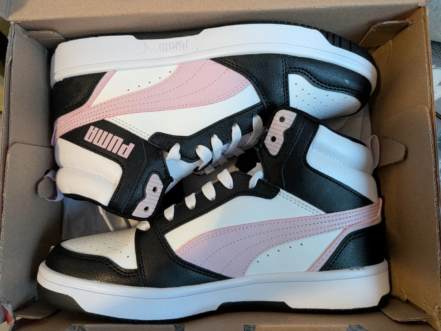 Puma High Top Sneakers - White, Black & Pink - photo 2