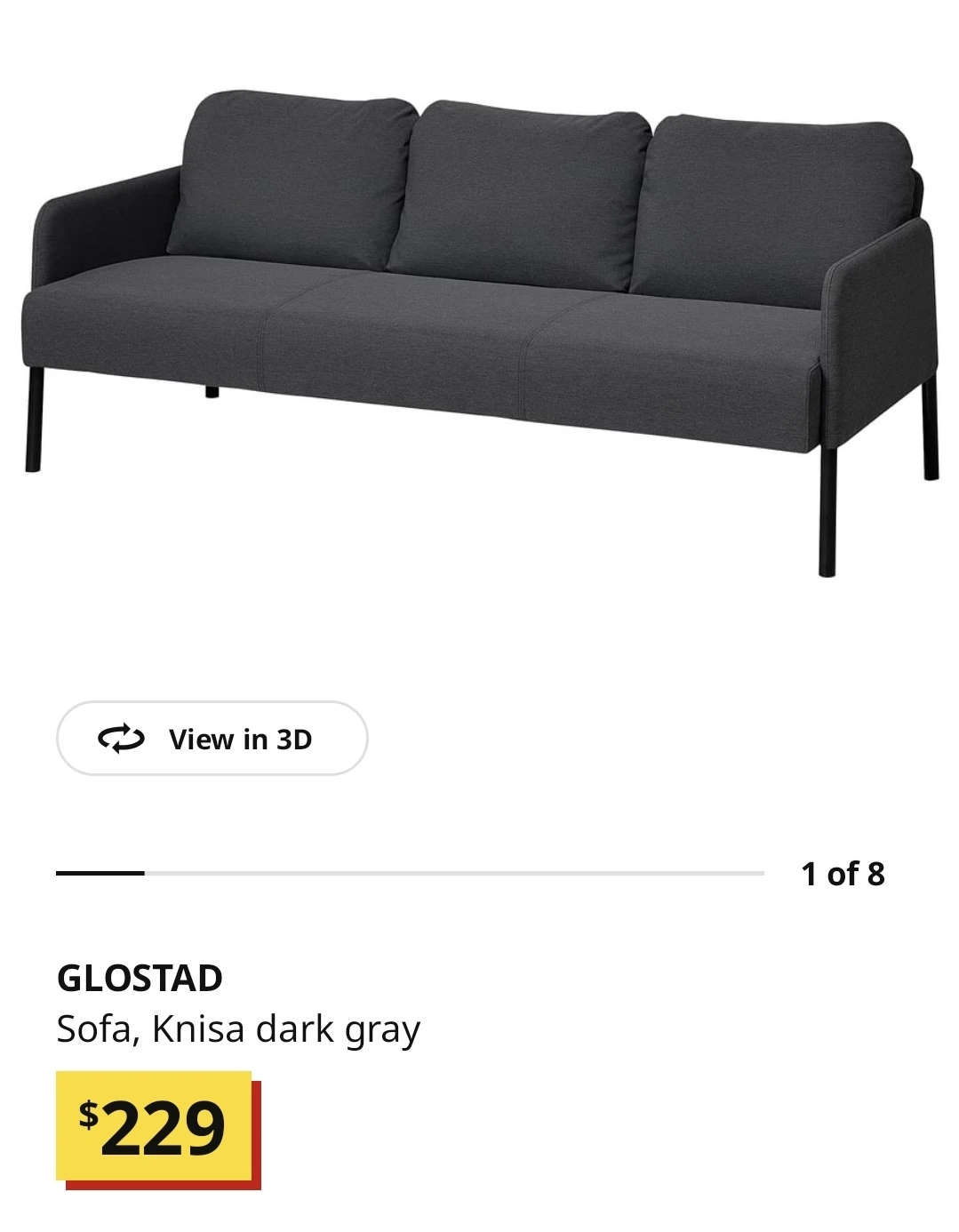 IKEA GLOSTAD Sofa Dark Gray - photo 5