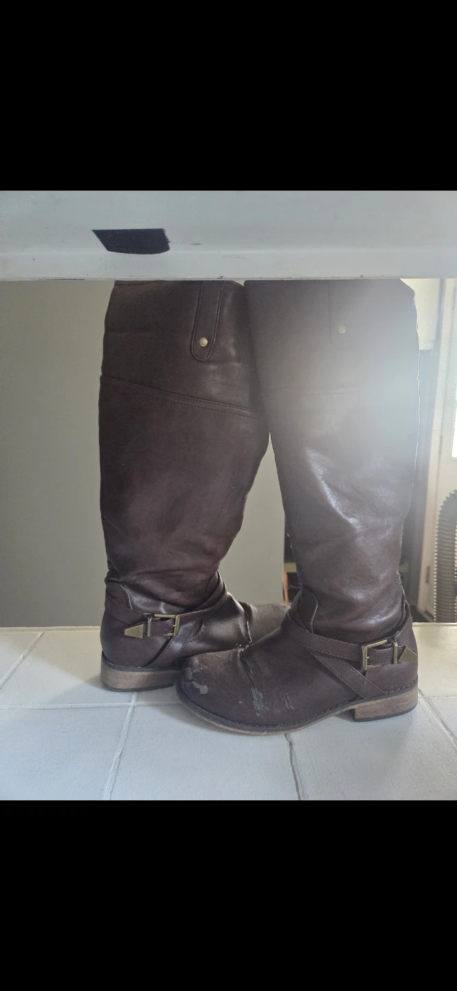 Brown Leather Knee-High Boots