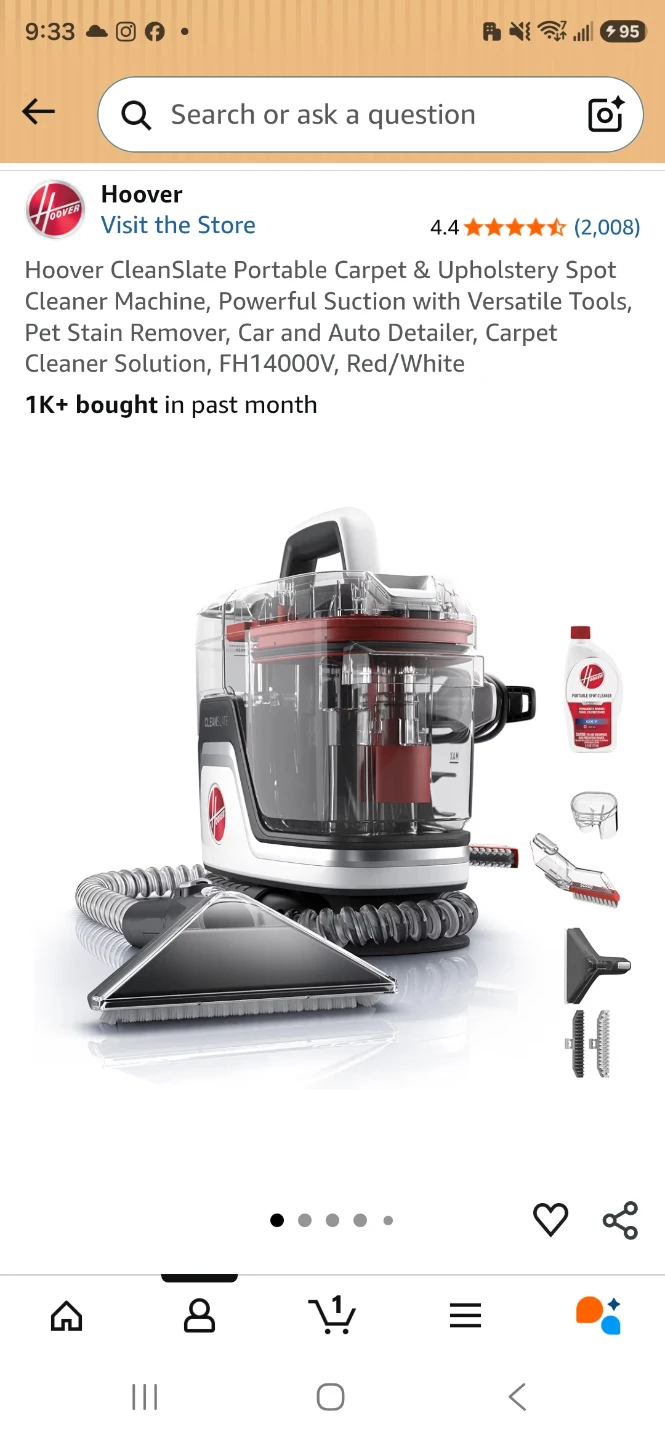 Hoover Portable Carpet & Upholstery Spot Cleaner FH14000V