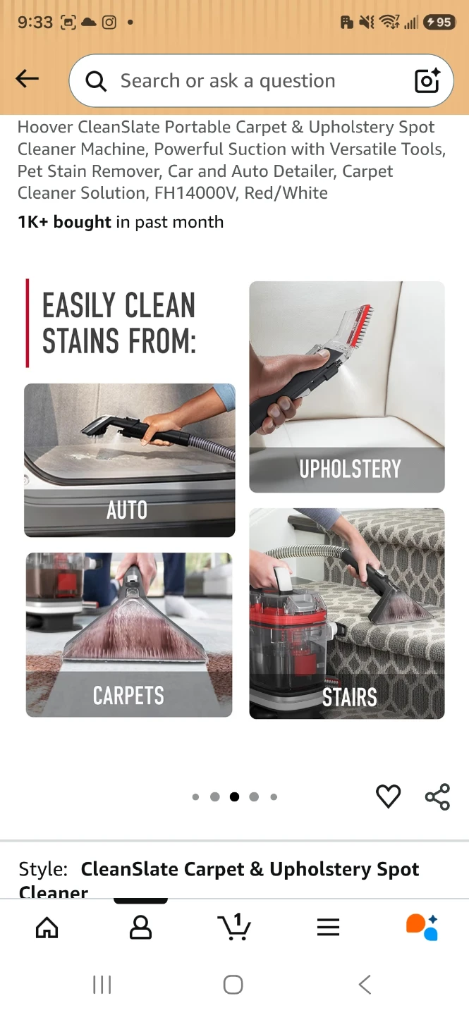 Hoover Portable Carpet & Upholstery Spot Cleaner FH14000V - photo 3
