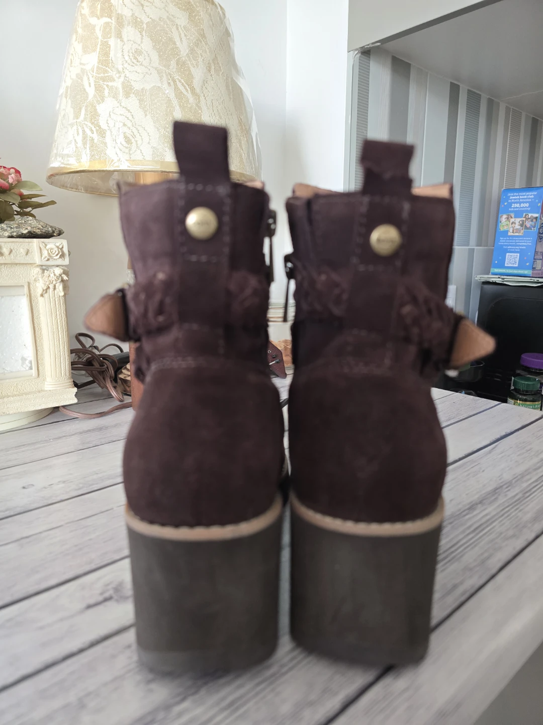 Brown Suede Wedge Ankle Boots - photo 3