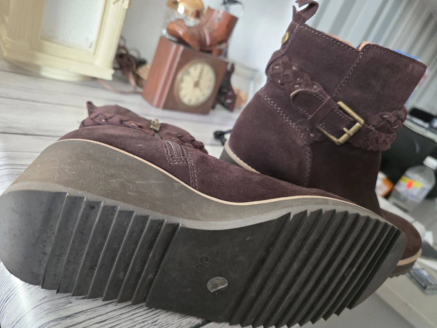 Brown Suede Wedge Ankle Boots - photo 4