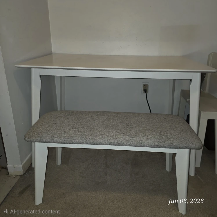White Dining Set with 2 Chairs and Bench