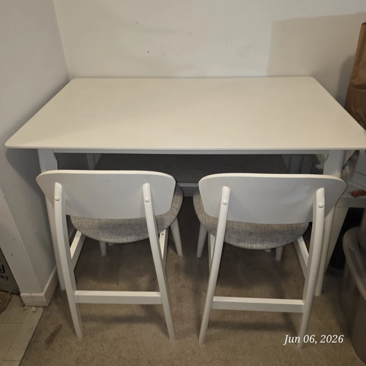 White Dining Set with 2 Chairs and Bench - photo 2