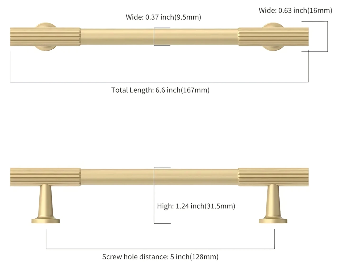 10 Pack - Brushed Gold Cabinet Handles – 5” Pulls – NEW - photo 2