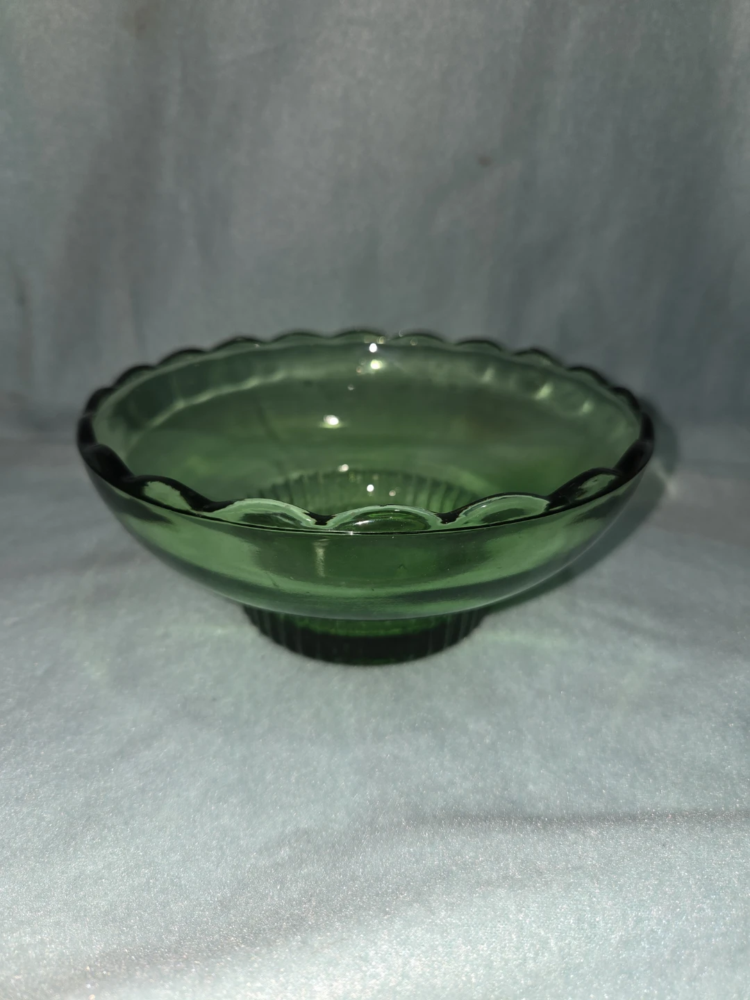 Green Glass Pedestal Bowl Dish