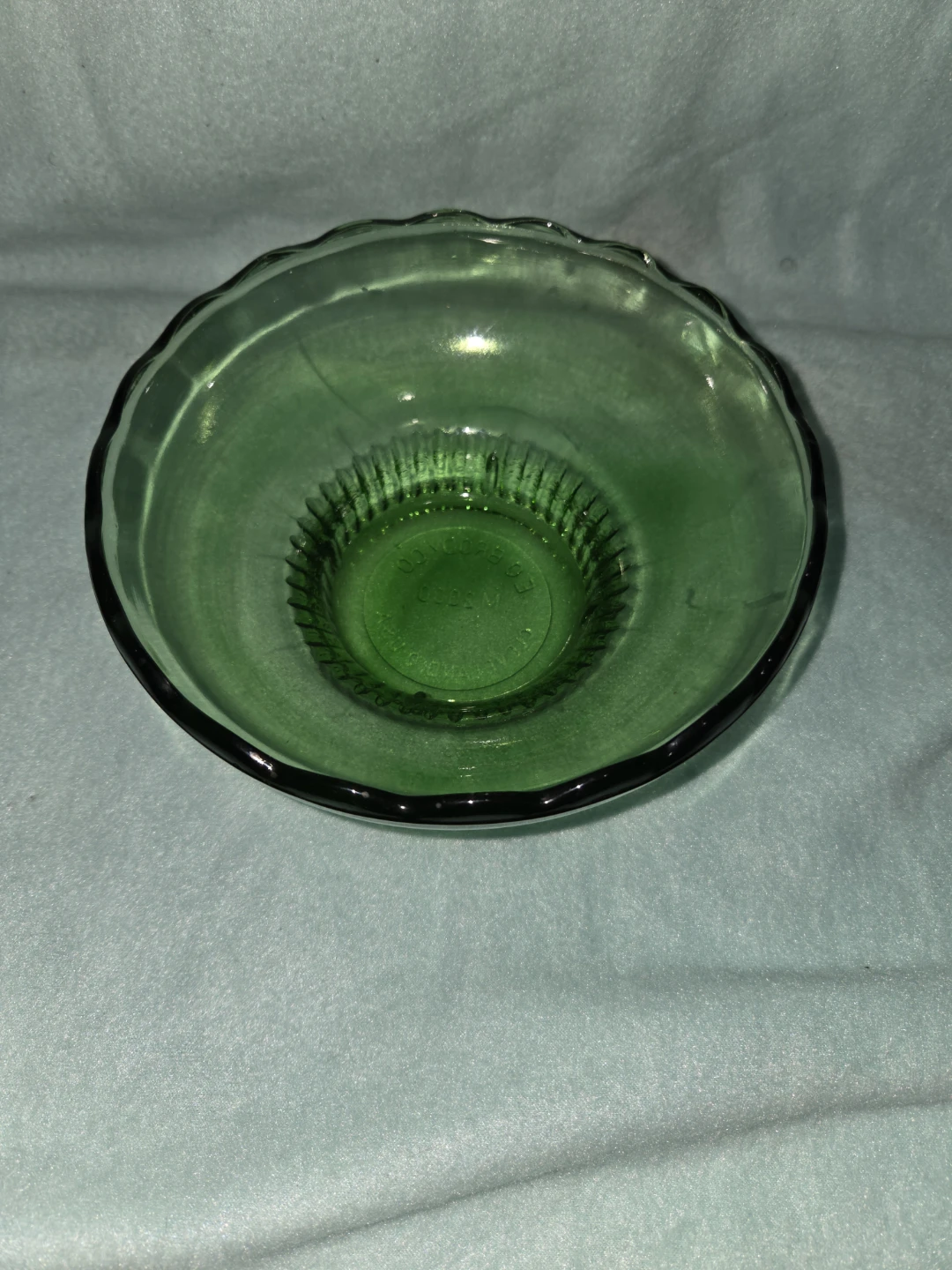 Green Glass Pedestal Bowl Dish - photo 2