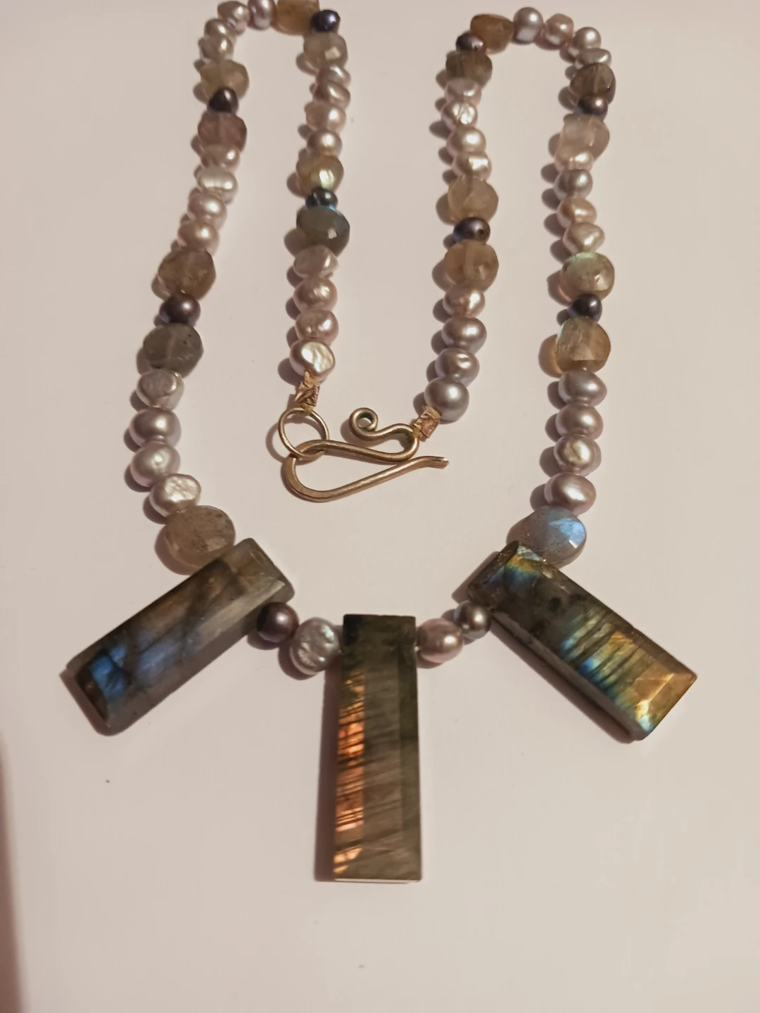 Sterling Silver Freshwater Pearl & Labradorite Beaded Necklace